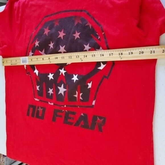 No Fear Skull Graphic Spell Out Tee Shirt XL Red Short Sleeve Cotton Top Y2K - Picture 7 of 11